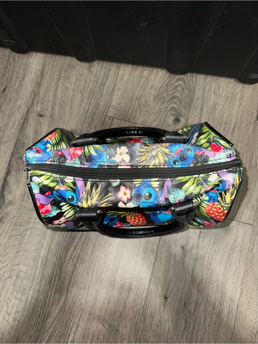Loungefly Black Tropical Stitch Satchel & Wallet Set with Blue Accents